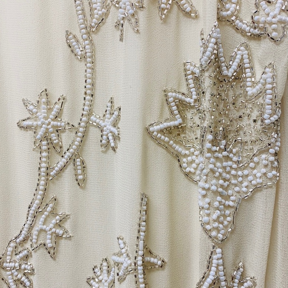 Badgley Mischka white with pearls sleeveless cocktail dress - Picture 7 of 12